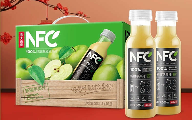100%NFC果汁蘋果汁配料表及保質期多久，農夫山泉100%NFC果汁橙汁蘋果300ml