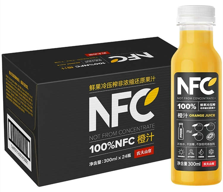 100%NFC果汁橙汁配料表及保質期多久，農夫山泉常溫果汁100%NFC橙汁