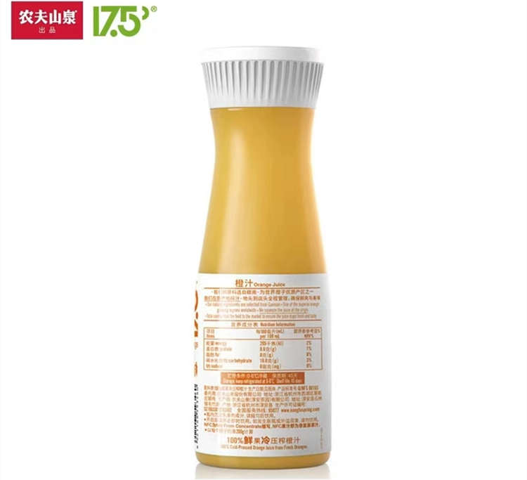 農夫山泉17.5°橙汁配料表及保質期多久，17.5°NFC330ml純贛南橙汁無添加