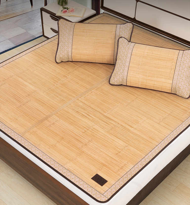 老席匠竹涼席折疊三件套1.5米單雙人雙面厚席子夏季空調席1.2