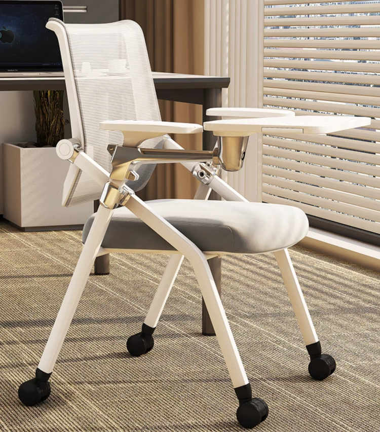 培訓椅帶桌板辦公椅寫字板靠背折疊椅帶輪培訓機構員工會議室椅子