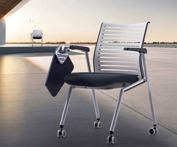 培訓椅帶寫字板折疊會議椅學生桌椅一體會議室椅帶滑輪椅