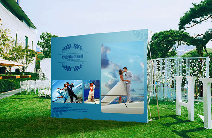 拉網式展架簽到墻廣告展示架折疊噴繪海報架子