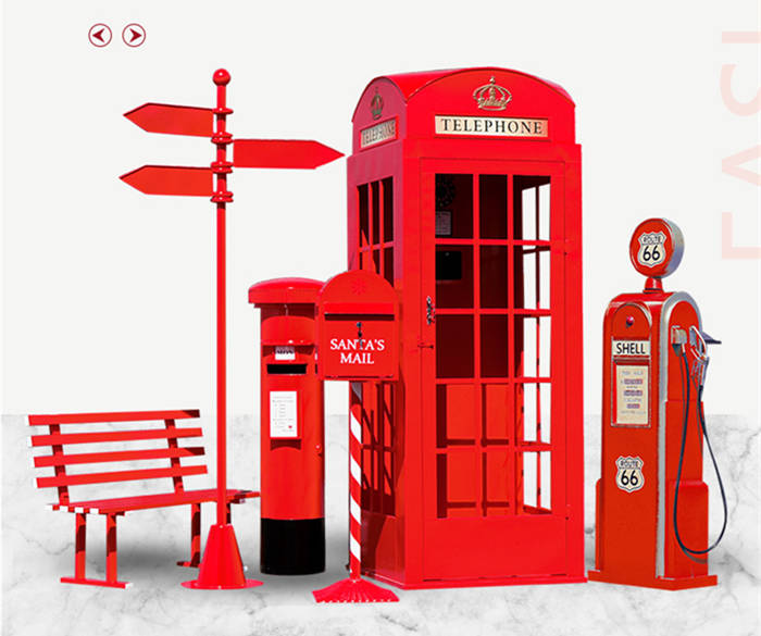 鐵藝網紅店電話亭郵筒店鋪道具擺件